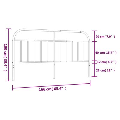 vidaXL sengegavl 160 cm metal hvid