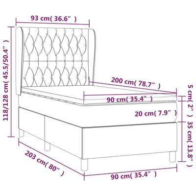 vidaXL kontinentalseng med madras 90x200 cm stof gråbrun