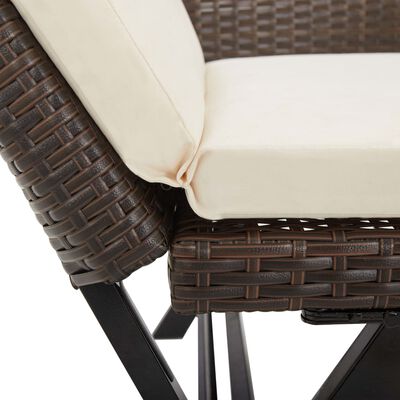 vidaXL havebænk med hynder 176 cm polyrattan brun