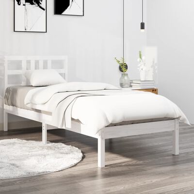 vidaXL sengeramme 90x190 cm Single massivt træ hvid