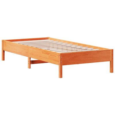 vidaXL sengeramme uden madras 90x200 cm massivt fyrretræ gyldenbrun