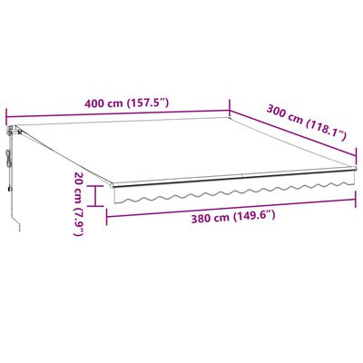 vidaXL markise m. LED 400x300 cm automatisk betjening antracitgrå hvid