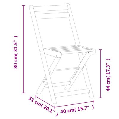 vidaXL foldbare bistrostole 4 stk. massivt akacietræ