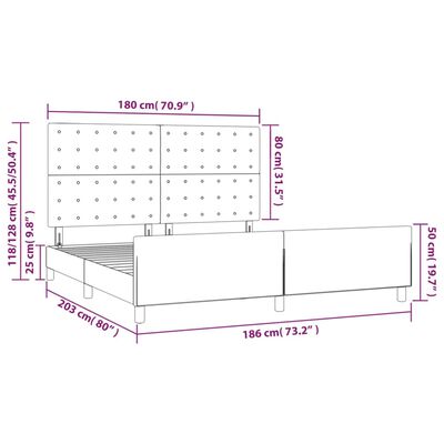 vidaXL sengeramme med sengegavl 180x200 cm kunstlæder hvid