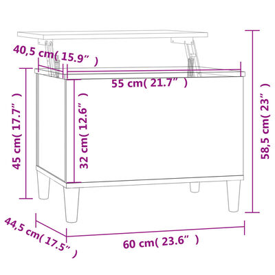 vidaXL sofabord 60x44,5x45 cm konstrueret træ røget egetræsfarve