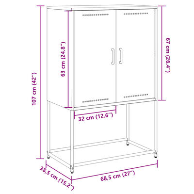 vidaXL tv-bord 68x39x60,5 cm stål olivengrøn