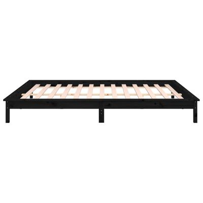 vidaXL sengeramme med LED-lys 120x190 cm Small Double massivt træ sort