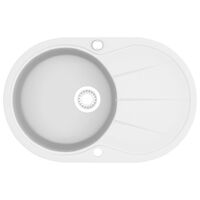 vidaXL køkkenvask granit enkelt vask oval hvid