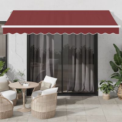 vidaXL markise med LED-lys 350x250 cm automatisk betjening bordeaux