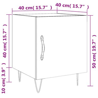 vidaXL sengeborde 2 stk. 40x40x50 cm konstrueret træ sort