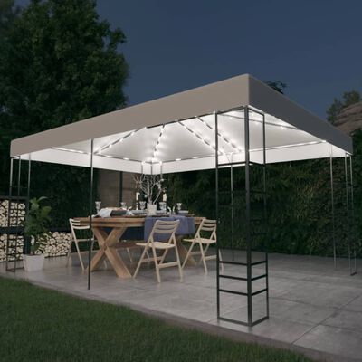 vidaXL pavillon med LED-lyskæder 4x3x2,7 m hvid