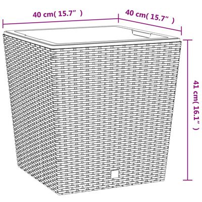 vidaXL plantekrukke 37/64 l udtagelig indsats PP rattanlook brun