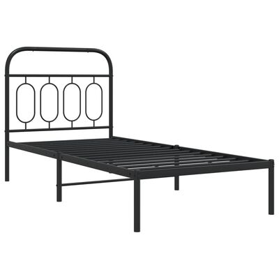 vidaXL sengeramme med sengegavl 90x190 cm metal sort