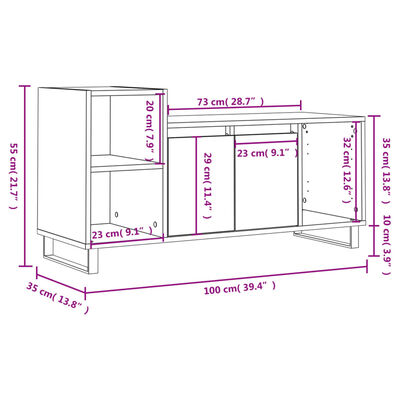 vidaXL tv-bord 100x35x55 cm konstrueret træ sort