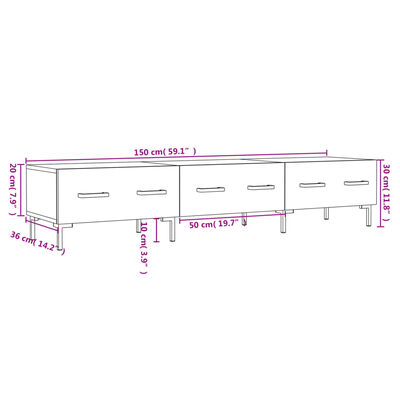 vidaXL tv-bord 150x36x30 cm konstrueret træ sonoma-eg