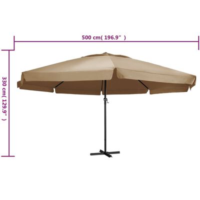 vidaXL udendørs parasol med aluminiumsstang 600 cm gråbrun