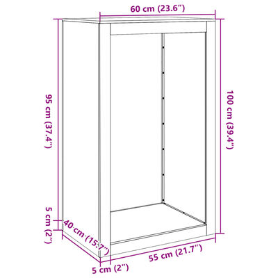 vidaXL brændestativ 60x40x100 cm stål hvid