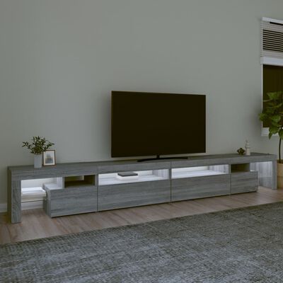 vidaXL tv-bord med LED-lys 290x36,5x40 cm grå sonoma-eg