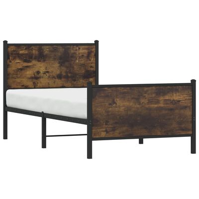 vidaXL sengeramme uden madras 75x190 cm metal røget egetræsfarve