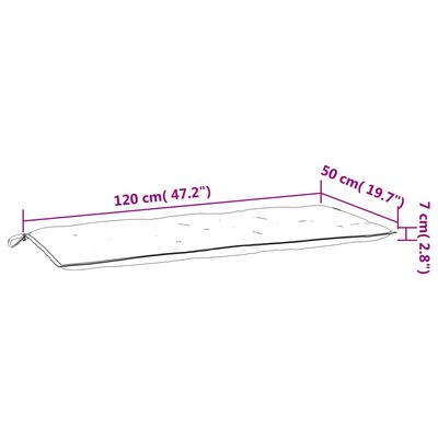 vidaXL hynde til havebænk 120x50x7 cm stof bladmønster