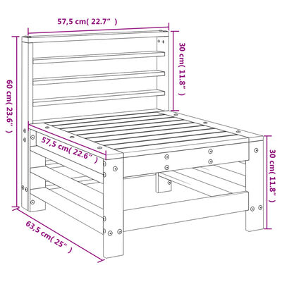 vidaXL midtermodul til havesofa massivt fyrretræ sort