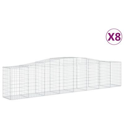 vidaXL buede gabionkurve 8 stk. 400x50x80/100 cm galvaniseret jern