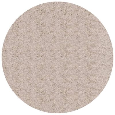 vidaXL shaggy gulvtæppe PAMPLONA Ø 240 cm høj luv beige