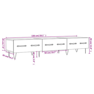 vidaXL tv-bord 150x36x30 cm konstrueret træ hvid