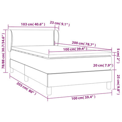 vidaXL kontinentalseng med madras 100x200 cm fløjl lyserød