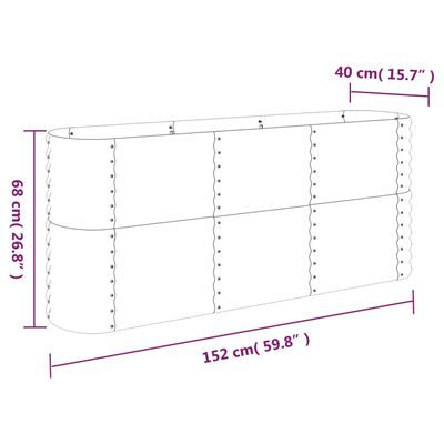 vidaXL plantekasse 152x40x68 cm pulverlakeret stål grøn