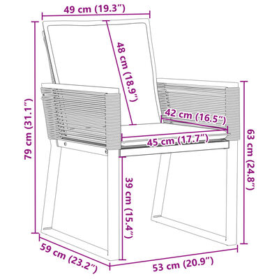 vidaXL havestole med hynder 2 stk. polyrattan sort