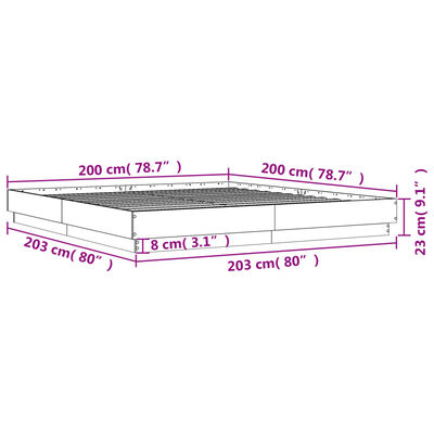 vidaXL sengeramme med LED-lys 200x200 cm sonoma-eg