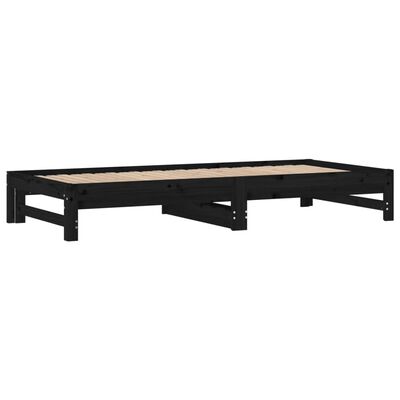 vidaXL daybed med udtræk 2x(90x200) cm massivt fyrretræ sort