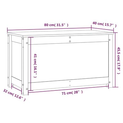 vidaXL opbevaringskasse 80x40x45,5 cm massivt fyrretræ