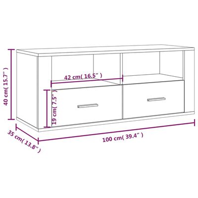 vidaXL tv-bord 100x35x40 cm konstrueret træ grå sonoma-eg