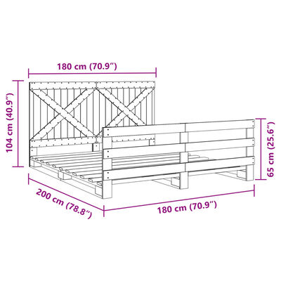 vidaXL sengeramme med sengegavl 180x200 cm massivt fyrretræ