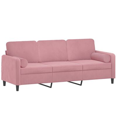 vidaXL 3-personers sofa med pyntepuder 180 cm velour pink