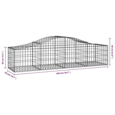 vidaXL buede gabionkurve 3 stk. 200x50x40/60 cm galvaniseret jern