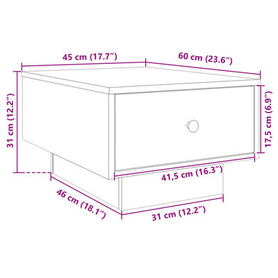 vidaXL sofabord 60x45x31 cm konstrueret træ grå sonoma-eg