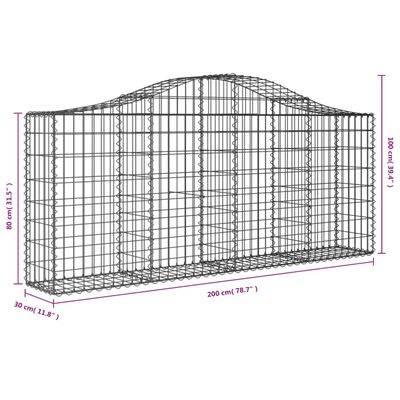 vidaXL buede gabionkurve 11 stk. 200x30x80/100 cm galvaniseret jern