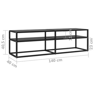 vidaXL tv-bord 140x40x40,5 cm hærdet glas sort