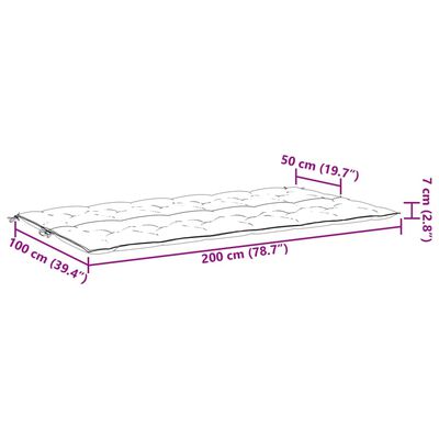 vidaXL hynde til havebænk 200x(50+50)x7 cm oxfordstof blå