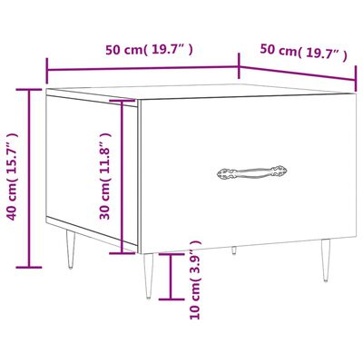 vidaXL sofaborde 2 stk. 50x50x40 cm konstrueret træ røget egetræsfarve