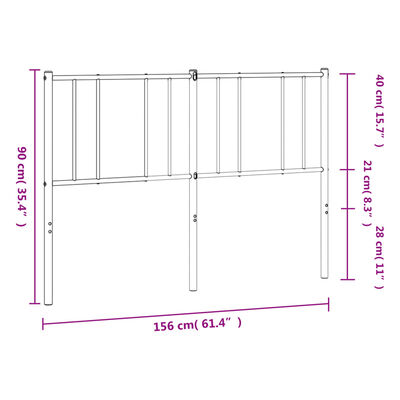 vidaXL sengegavl 150 cm metal hvid