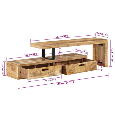 vidaXL tv-bord massivt mangotræ