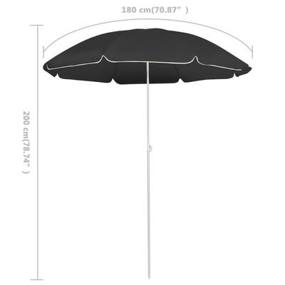 vidaXL parasol med stålstang 180 cm antracitgrå