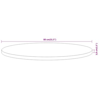 vidaXL bordplade Ø80x3,8 cm rund massivt akacietræ