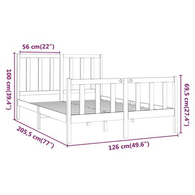 vidaXL sengeramme 120x200 cm massivt fyrretræ sort