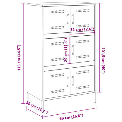 vidaXL højskab 68x39x113 cm stål lyserød