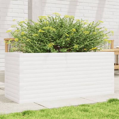 vidaXL plantekasse 110x40x46 cm massivt fyrretræ hvid